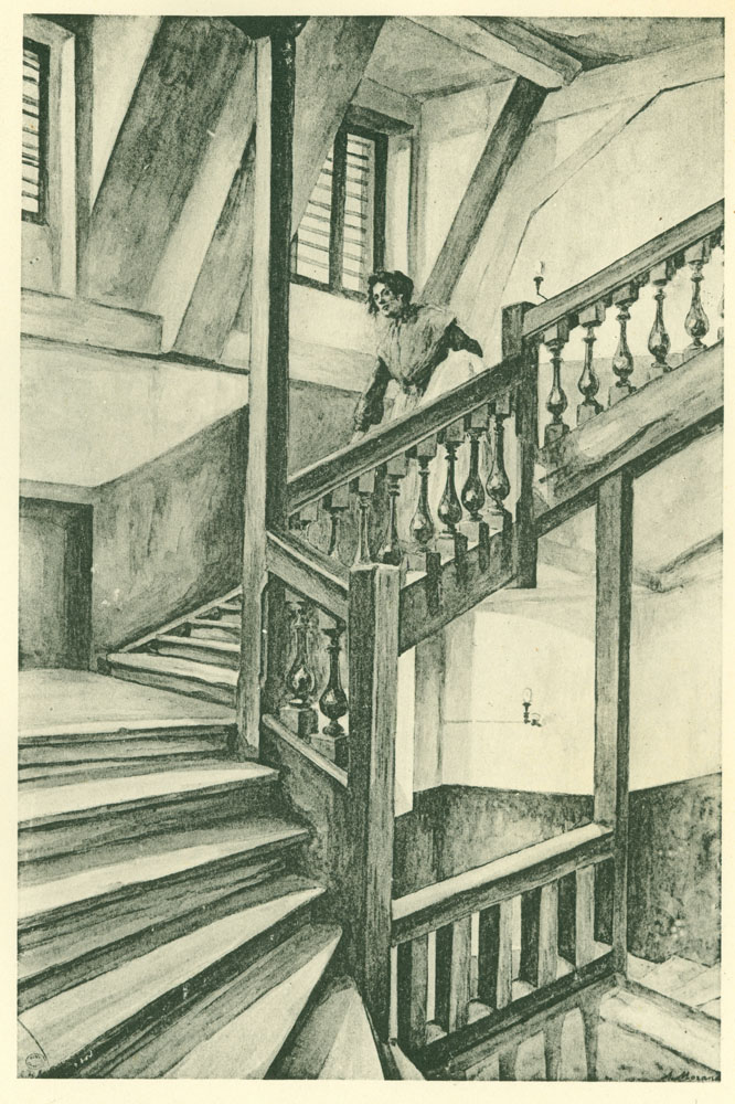 Interior wooden stairway